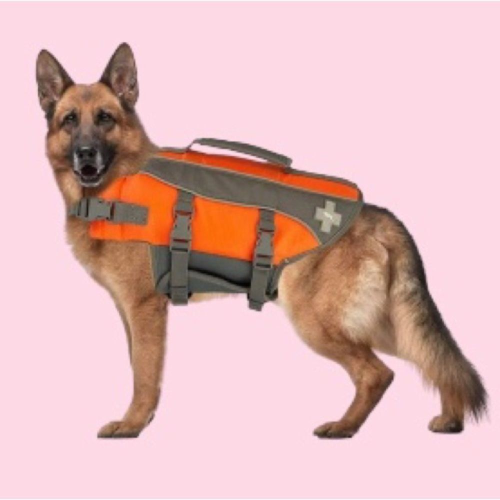 X-Large Dog Life Jacket Reflective Adjustable Flotation Device Orange